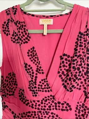 Vero Moda Fuchsia Dot Surplice Tunic Top